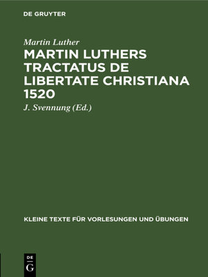 cover image of Martin Luthers Tractatus de Libertate Christiana 1520